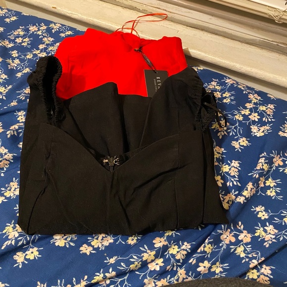 Red & Black Puffy Long Sleeve Dress - Picture 11 of 11